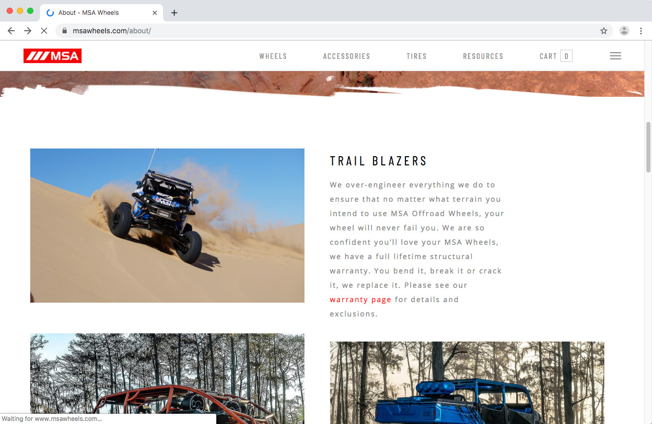 WheelPros Web Redesign case study MSA About page screenshot